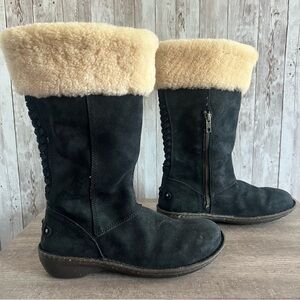 UGG Karyn Black Suede Shearling Winter Boots Womens 7